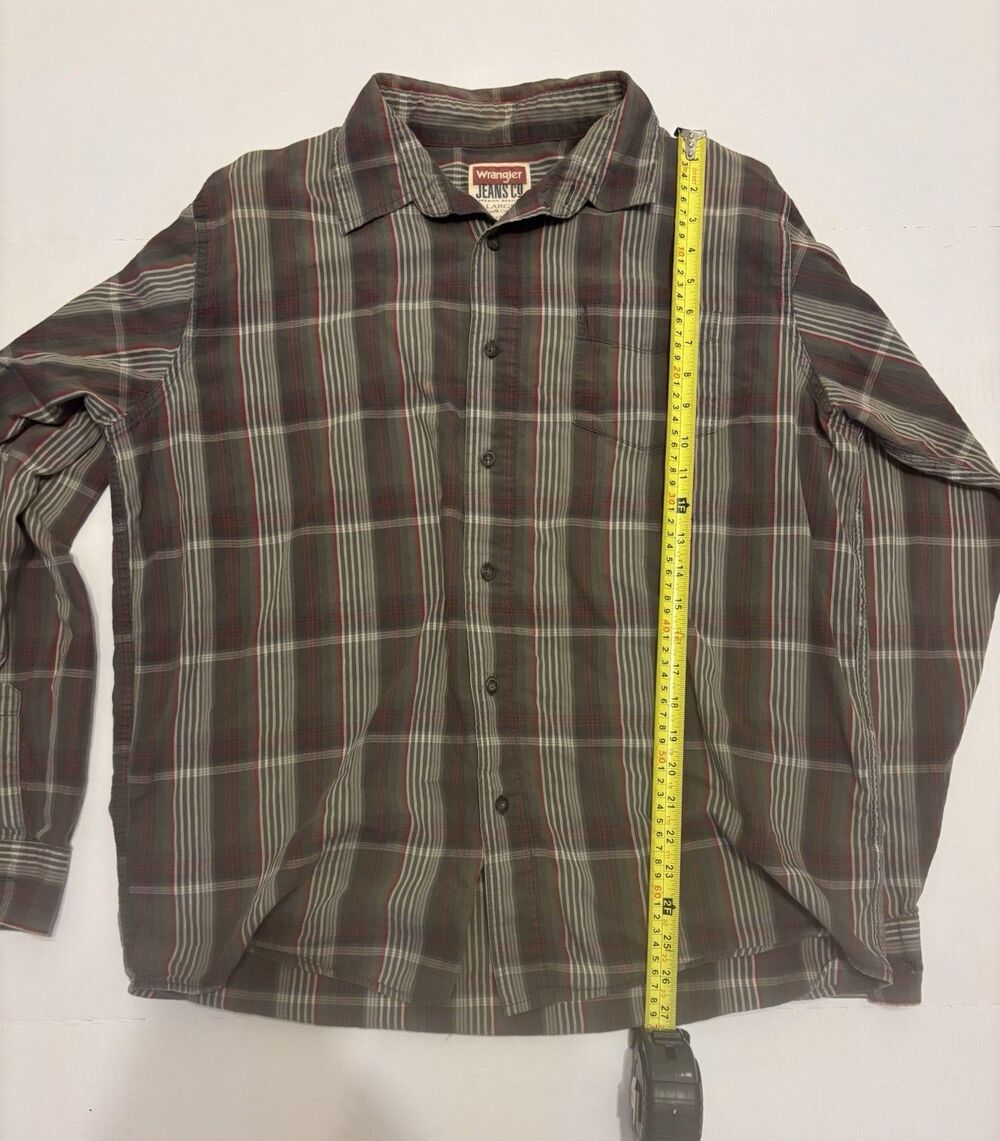 Wrangler Jeans Co Men's L Regular Plaid Long Sleeve Cotton Button-Up Shirt - Picture 6 of 6